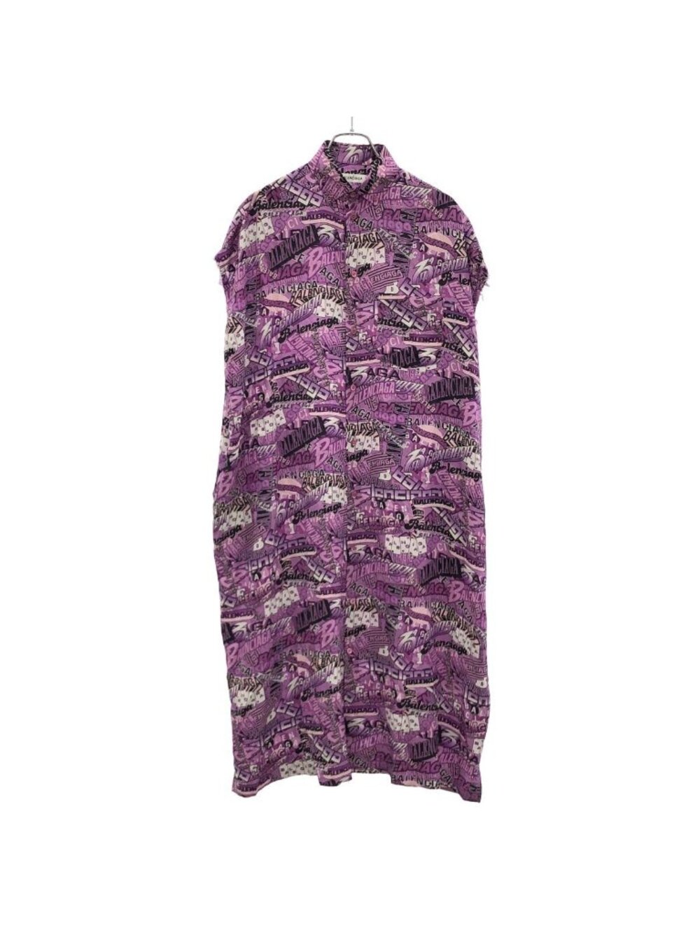 Balenciaga Graffiti Silk Dress Purple 34